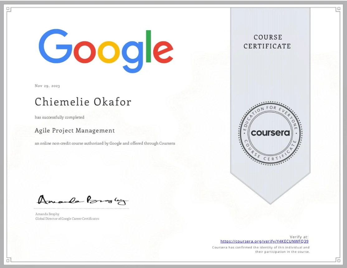 Agile Project Management Certificate