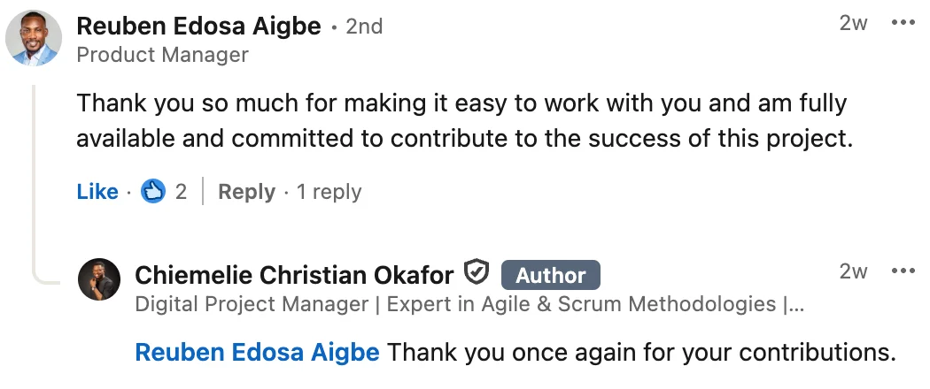 Client testimonial